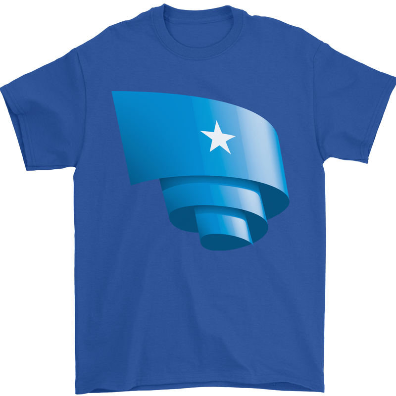 Curled Somalia Flag Somalian Day Football Mens T-Shirt 100% Cotton Royal Blue