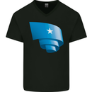 Curled Somalia Flag Somalian Day Football Mens V-Neck Cotton T-Shirt Black