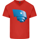 Curled Somalia Flag Somalian Day Football Mens V-Neck Cotton T-Shirt Red