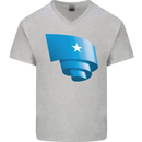 Curled Somalia Flag Somalian Day Football Mens V-Neck Cotton T-Shirt Sports Grey