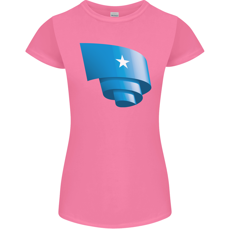 Curled Somalia Flag Somalian Day Football Womens Petite Cut T-Shirt Azalea