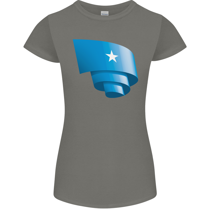 Curled Somalia Flag Somalian Day Football Womens Petite Cut T-Shirt Charcoal