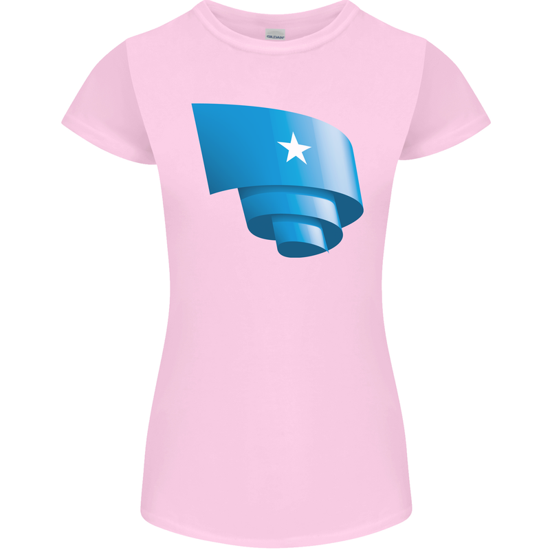 Curled Somalia Flag Somalian Day Football Womens Petite Cut T-Shirt Light Pink