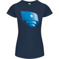 Curled Somalia Flag Somalian Day Football Womens Petite Cut T-Shirt Navy Blue