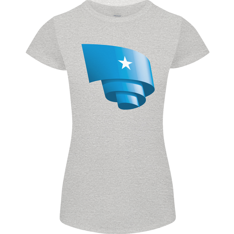 Curled Somalia Flag Somalian Day Football Womens Petite Cut T-Shirt Sports Grey