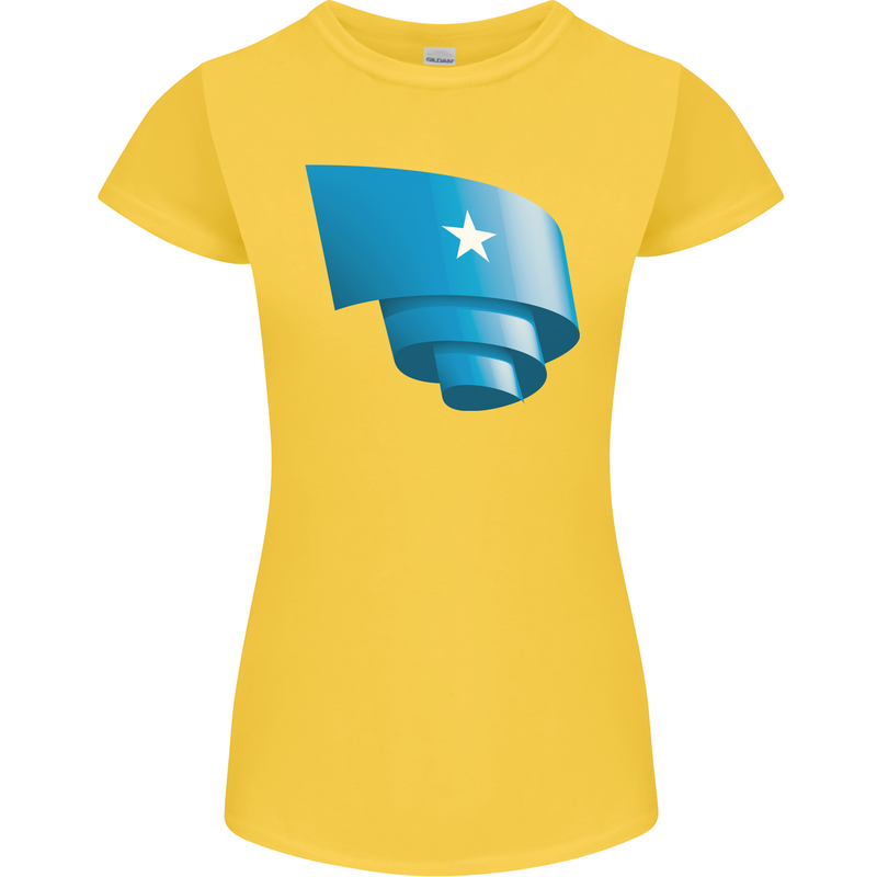 Curled Somalia Flag Somalian Day Football Womens Petite Cut T-Shirt Yellow