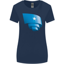 Curled Somalia Flag Somalian Day Football Womens Wider Cut T-Shirt Navy Blue