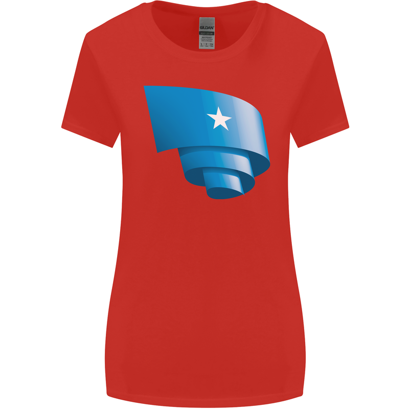 Curled Somalia Flag Somalian Day Football Womens Wider Cut T-Shirt Red