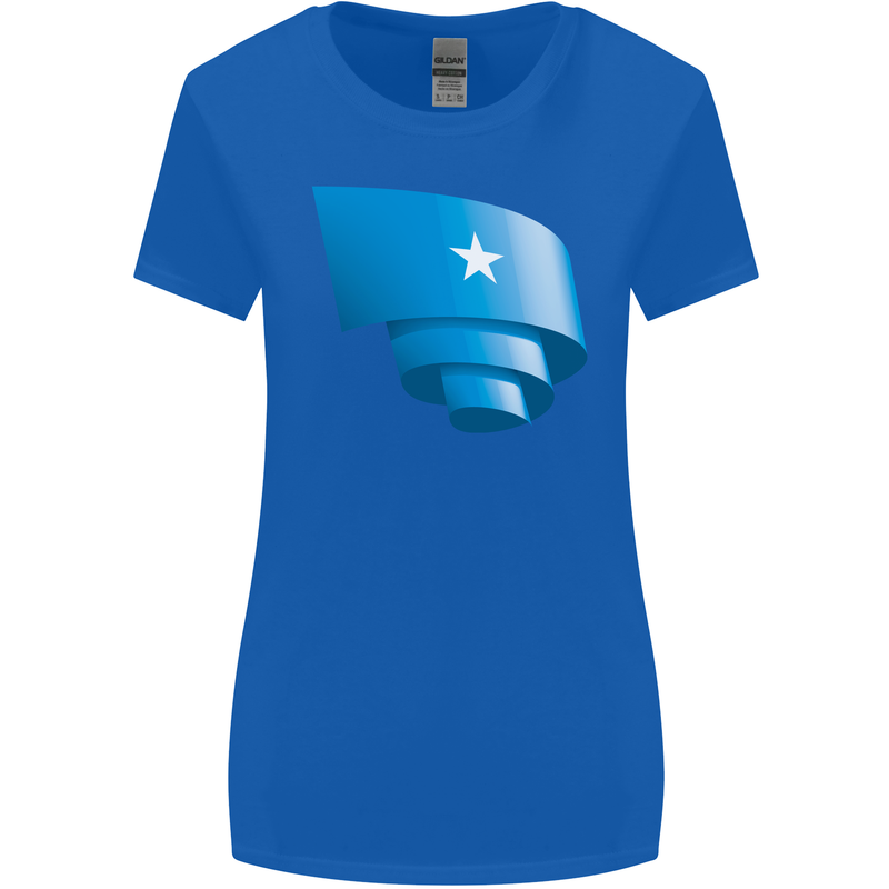 Curled Somalia Flag Somalian Day Football Womens Wider Cut T-Shirt Royal Blue