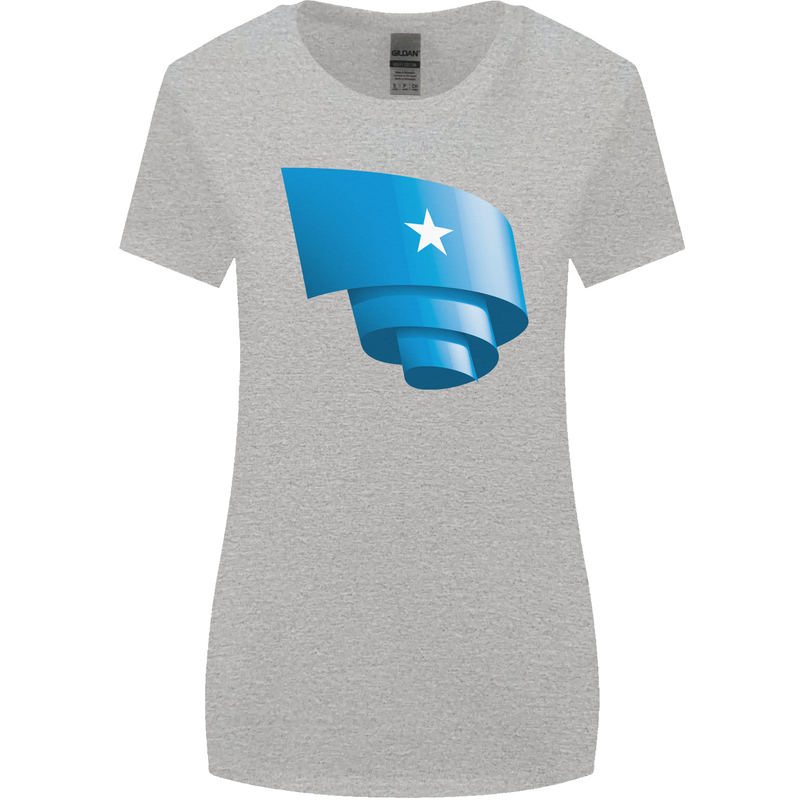 Curled Somalia Flag Somalian Day Football Womens Wider Cut T-Shirt Sports Grey