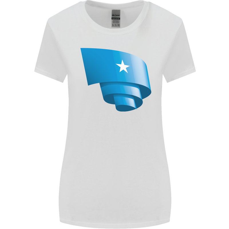 Curled Somalia Flag Somalian Day Football Womens Wider Cut T-Shirt White