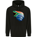 Curled South African Flag Africa Day Football Childrens Kids Hoodie Black
