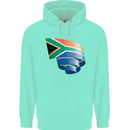 Curled South African Flag Africa Day Football Childrens Kids Hoodie Peppermint