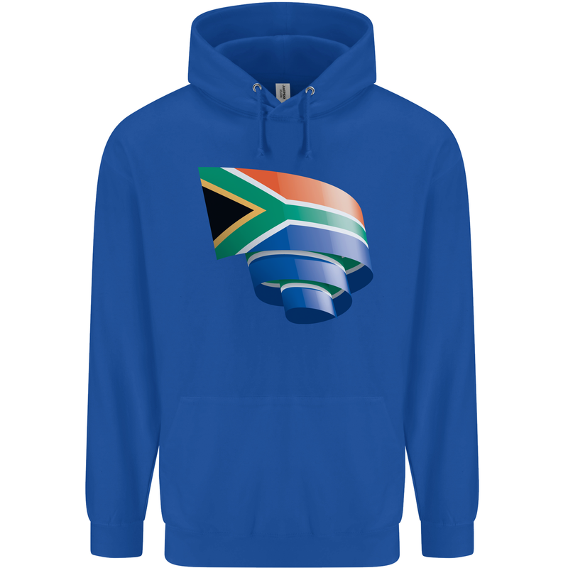 Curled South African Flag Africa Day Football Childrens Kids Hoodie Royal Blue