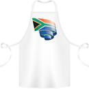 Curled South African Flag Africa Day Football Cotton Apron 100% Organic White