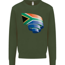 Curled South African Flag Africa Day Football Kids Sweatshirt Jumper Forest Green