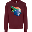 Curled South African Flag Africa Day Football Kids Sweatshirt Jumper Maroon