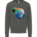 Curled South African Flag Africa Day Football Kids Sweatshirt Jumper Storm Grey