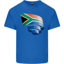 Curled South African Flag Africa Day Football Kids T-Shirt Childrens Royal Blue
