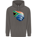 Curled South African Flag Africa Day Football Mens 80% Cotton Hoodie Charcoal