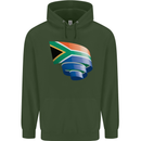 Curled South African Flag Africa Day Football Mens 80% Cotton Hoodie Forest Green