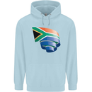 Curled South African Flag Africa Day Football Mens 80% Cotton Hoodie Light Blue