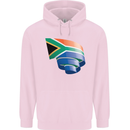Curled South African Flag Africa Day Football Mens 80% Cotton Hoodie Light Pink