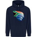 Curled South African Flag Africa Day Football Mens 80% Cotton Hoodie Navy Blue