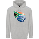 Curled South African Flag Africa Day Football Mens 80% Cotton Hoodie Sports Grey