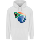 Curled South African Flag Africa Day Football Mens 80% Cotton Hoodie White