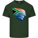 Curled South African Flag Africa Day Football Mens Cotton T-Shirt Tee Top Forest Green