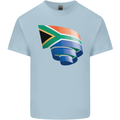 Curled South African Flag Africa Day Football Mens Cotton T-Shirt Tee Top Light Blue