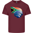 Curled South African Flag Africa Day Football Mens Cotton T-Shirt Tee Top Maroon