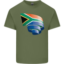 Curled South African Flag Africa Day Football Mens Cotton T-Shirt Tee Top Military Green