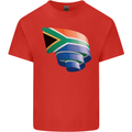 Curled South African Flag Africa Day Football Mens Cotton T-Shirt Tee Top Red