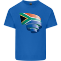 Curled South African Flag Africa Day Football Mens Cotton T-Shirt Tee Top Royal Blue