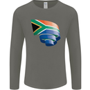 Curled South African Flag Africa Day Football Mens Long Sleeve T-Shirt Charcoal