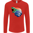 Curled South African Flag Africa Day Football Mens Long Sleeve T-Shirt Red