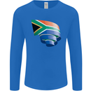Curled South African Flag Africa Day Football Mens Long Sleeve T-Shirt Royal Blue