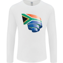 Curled South African Flag Africa Day Football Mens Long Sleeve T-Shirt White