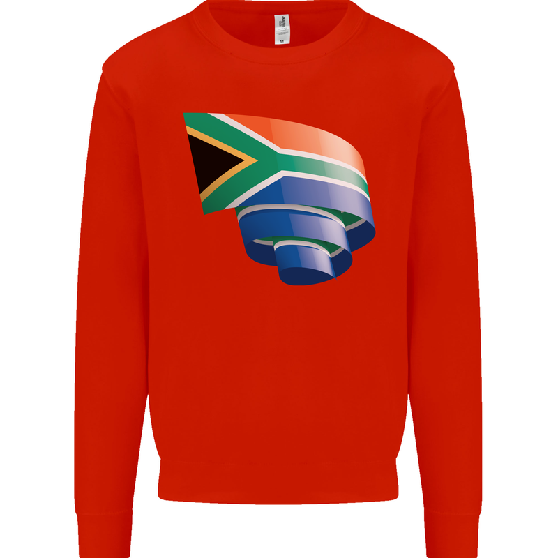 Curled South African Flag Africa Day Football Mens Sweatshirt Jumper Bright Red
