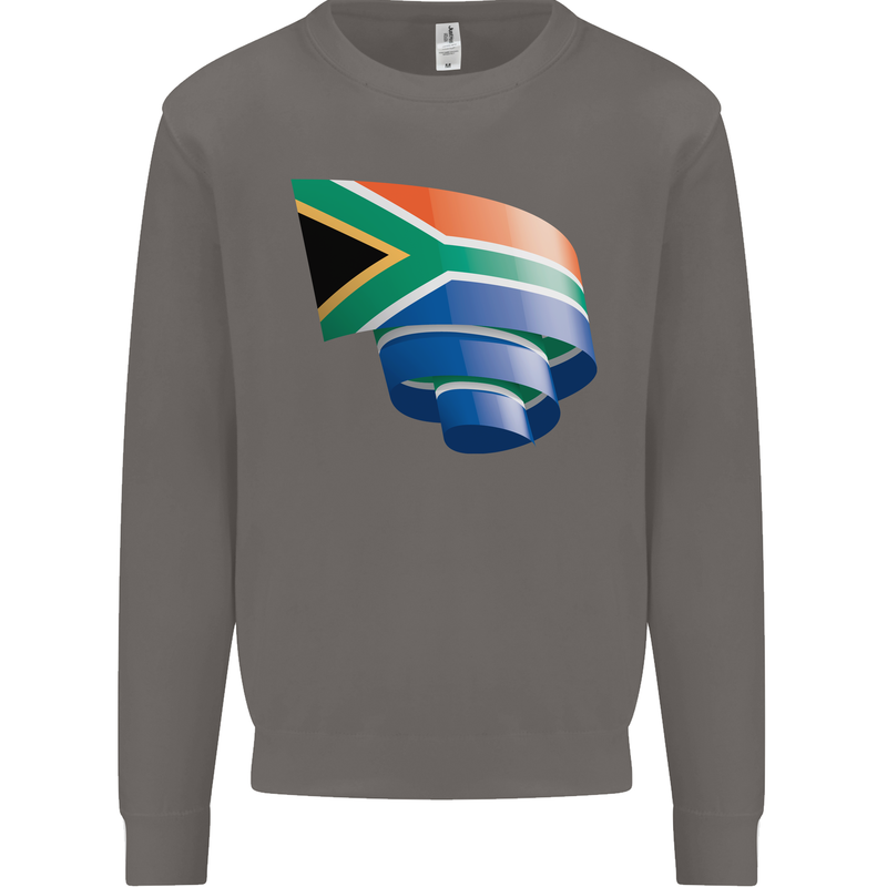 Curled South African Flag Africa Day Football Mens Sweatshirt Jumper Charcoal