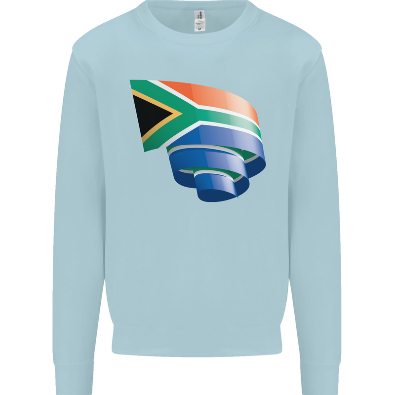 Curled South African Flag Africa Day Football Mens Sweatshirt Jumper Light Blue