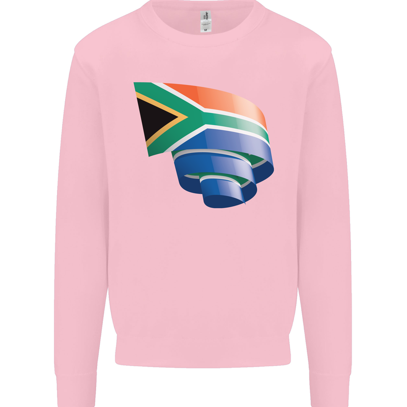 Curled South African Flag Africa Day Football Mens Sweatshirt Jumper Light Pink