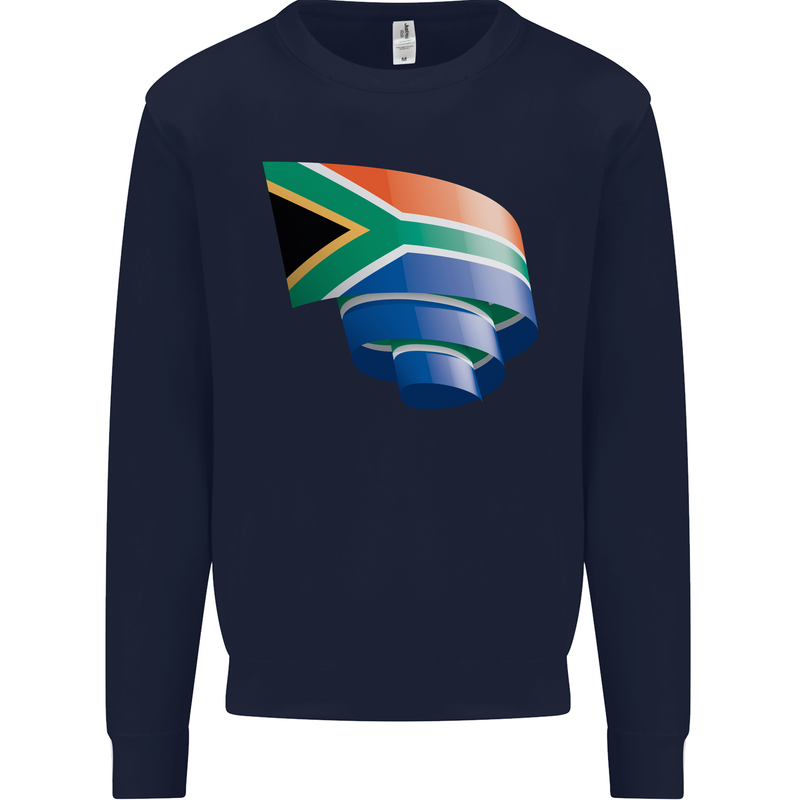 Curled South African Flag Africa Day Football Mens Sweatshirt Jumper Navy Blue