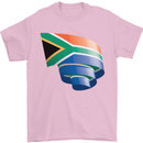 Curled South African Flag Africa Day Football Mens T-Shirt 100% Cotton Light Pink