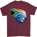 Curled South African Flag Africa Day Football Mens T-Shirt 100% Cotton Maroon