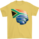 Curled South African Flag Africa Day Football Mens T-Shirt 100% Cotton Yellow