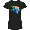 Curled South African Flag Africa Day Football Womens Petite Cut T-Shirt Black