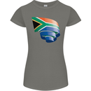 Curled South African Flag Africa Day Football Womens Petite Cut T-Shirt Charcoal